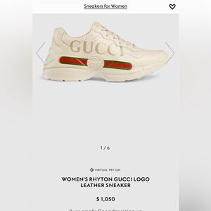 Gucci Logo Leather Sneakers Size 7